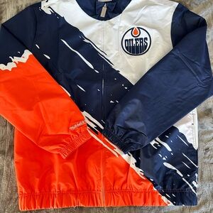 Mitchell & Ness Oilers Navy and White Jacket